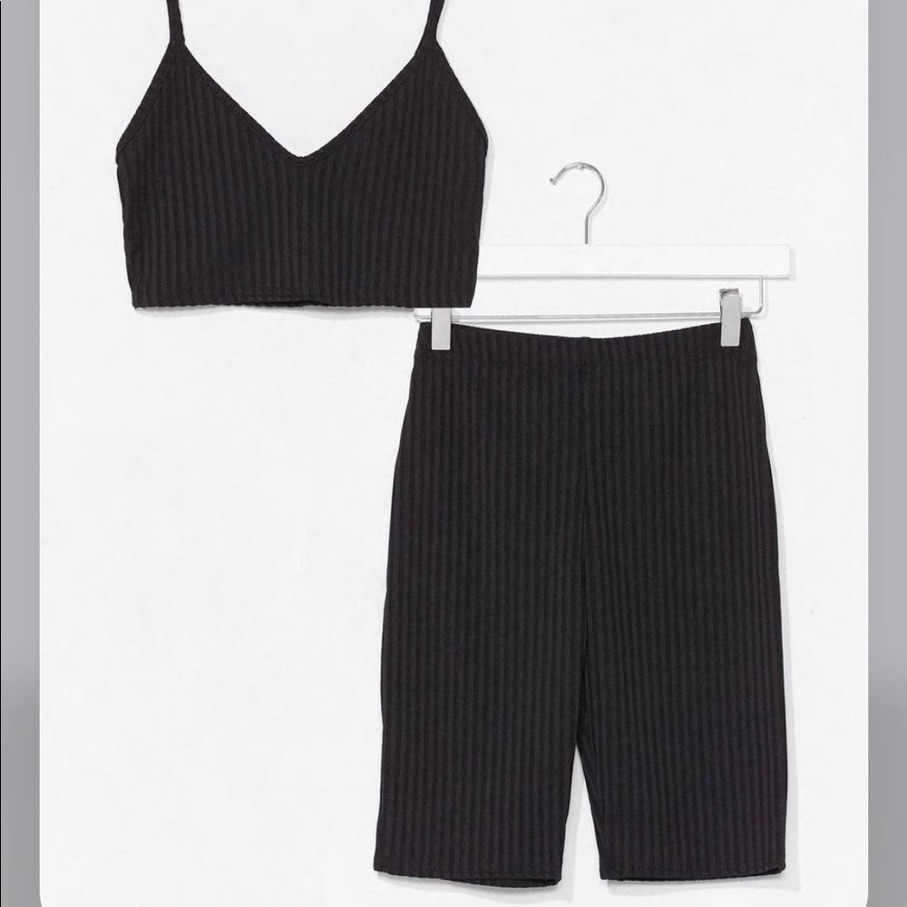 NASTY GAL Ribbed Bralette and Biker Shorts Set 8